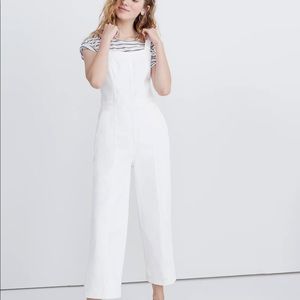Madewell White Seamed Stretch Denim Jumpsuit
